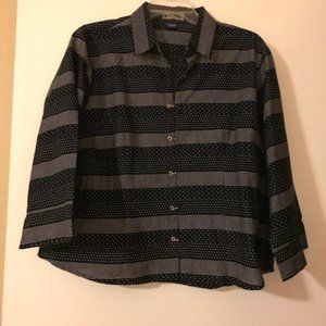 Black & white polka dot & striped blouse, XL